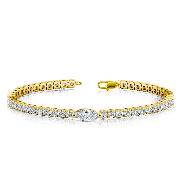 

Marquise & Round Cut Tennis Bracelet In Golden, White