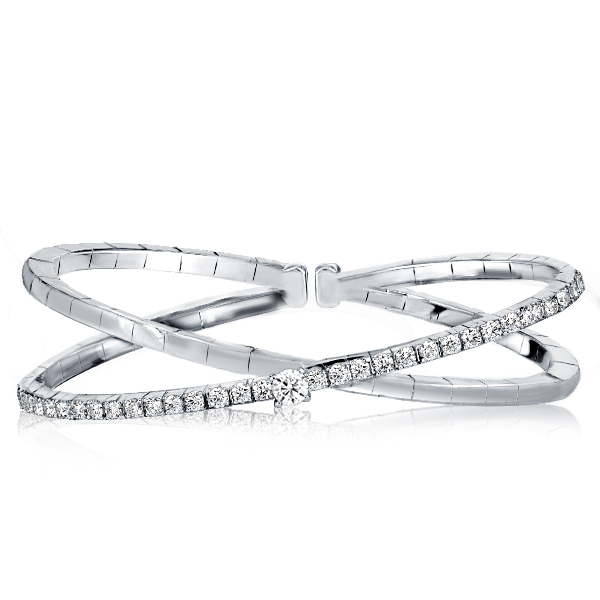 

Crossover Round Cut Bangle Bracelet, White