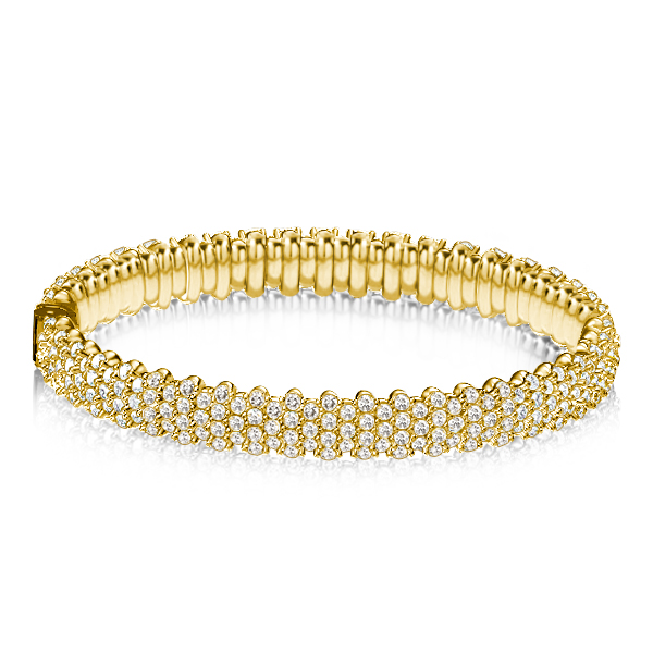 

Golden Pave Setting Eternity Bangle Bracelet, White