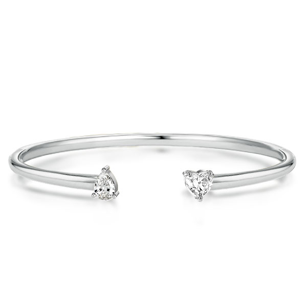 

Pear & Heart Cut Twin Stone Cuff Bracelet, White