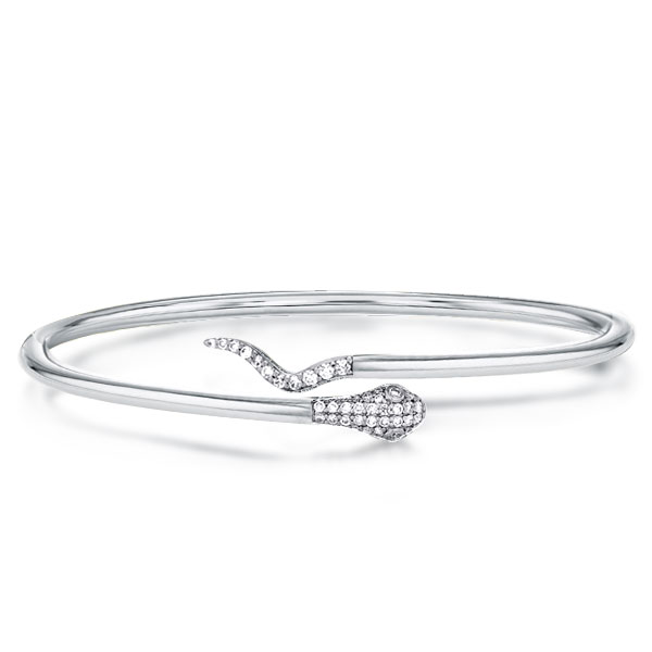 

Italo Snake Bangle Sterling SIlver Bracelet For Women, White