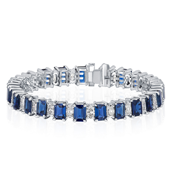 

Alternating Blue & White Tennis Bracelet In Sterling Silver
