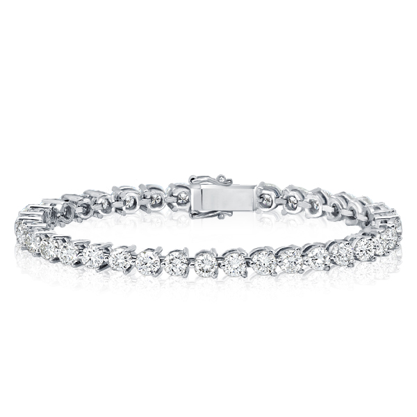 

3 Prong Round Cut Tennis Bracelet, White