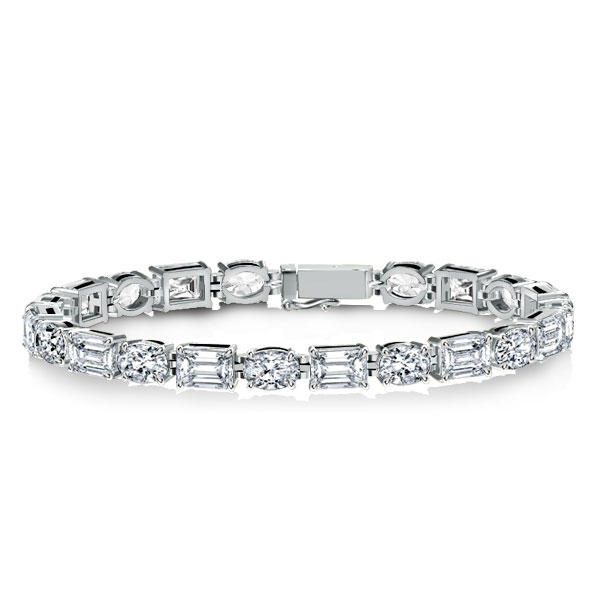 

Alternating Oval & Emerald Tennis Bracelet, White