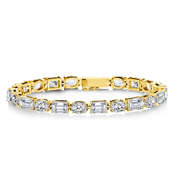 

Golden Alternating Oval & Emerald Tennis Bracelet, White