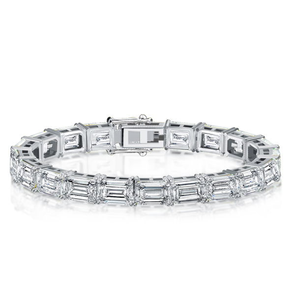 

Classic Emerald Cut White Sapphire Tennis Bracelet For Women