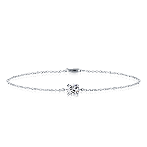 

Dainty Single Stone Round Cut Bracelet, White