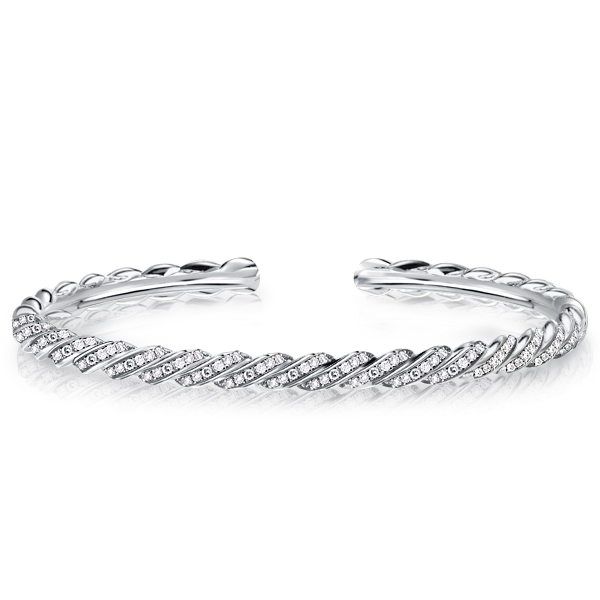 

Italo Round Cut Pave Setting White Sapphire Cuff Bracelet