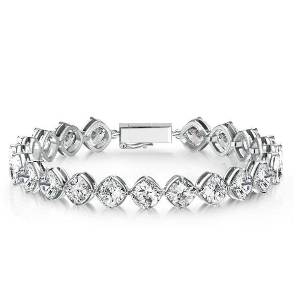 

Cushion Cut Tennis Bracelet For Women In Sterling Silver, White