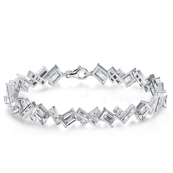 

Abstract Arrangement Multi Cut Tennis Bracelet For Women, White