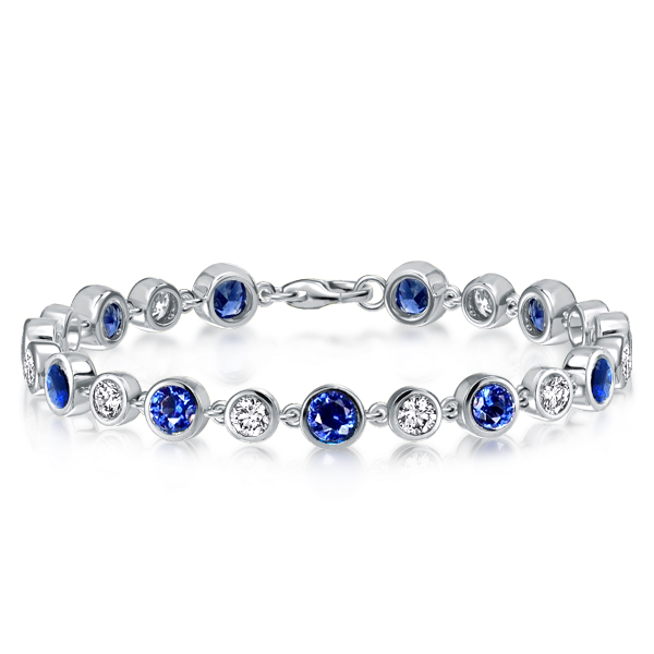 

Round Cut Alternating Blue & White Topaz Tennis Bracelet