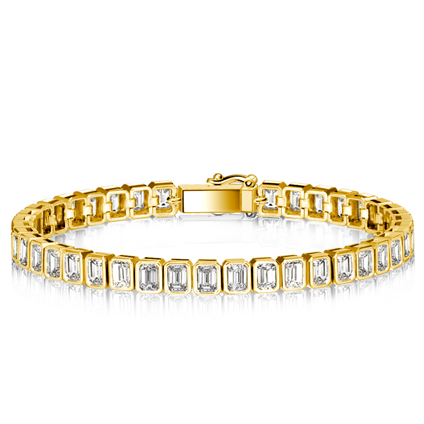 

Italo Gold Bezel Emerald Cut White Sapphire Tennis Bracelet