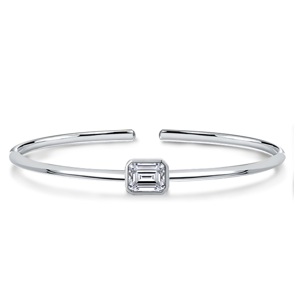 

Italo Solitaire Emerald Cut White Sapphire Bangle Bracelet