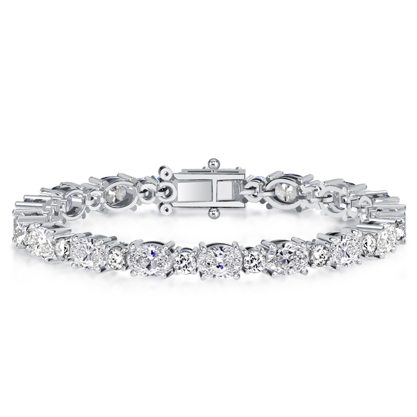 

Alternating Oval & Round Cut Tennis Bracelet For Women, White