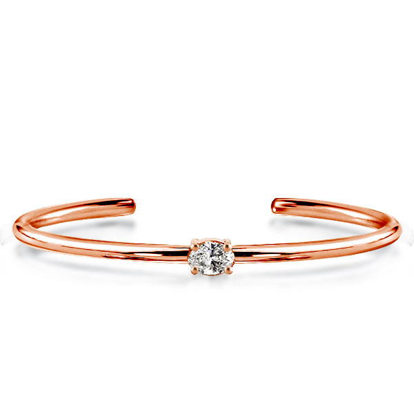 

Rose Gold Dainty Oval Cut Cuff Bracelet For Women, White