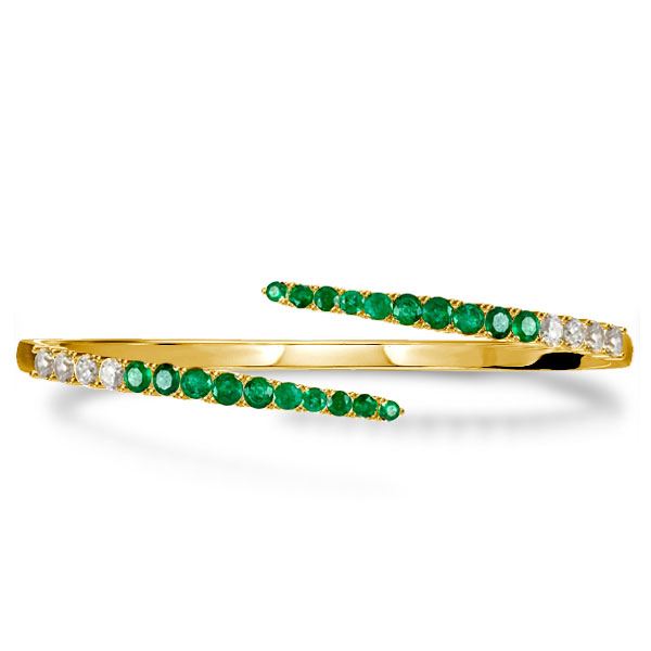 

Round Cut Emerald Green Cuff Bracelet For Women, White