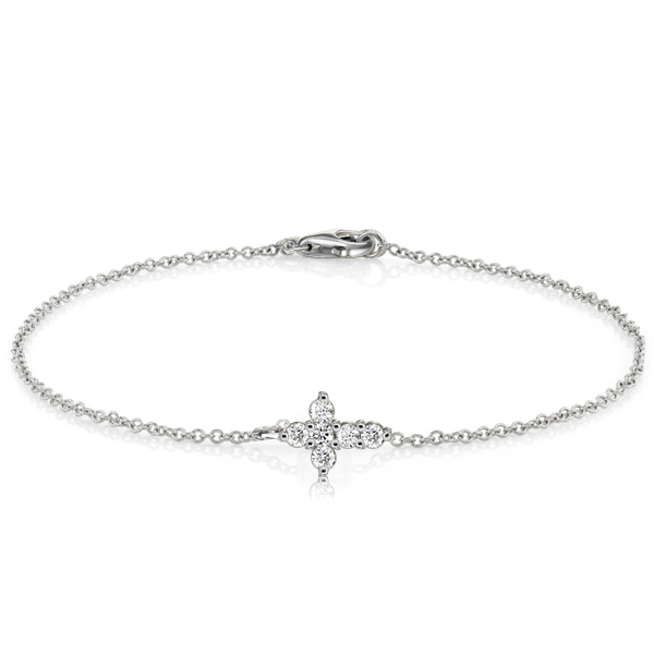 

Dainty Cross Sterling Silver Bracelet For Women, White