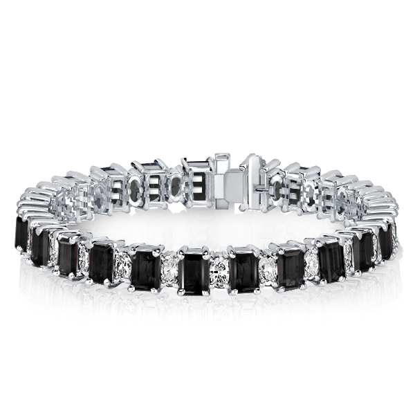 

Alternating Black & White Sapphire Tennis Bracelet For Women