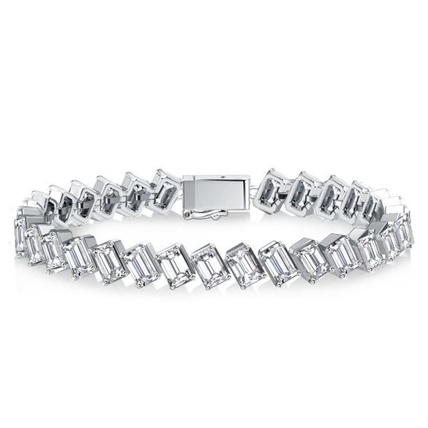 

Italo Emerald Cut Eternity Sapphire Tennis Bracelet For Women, White