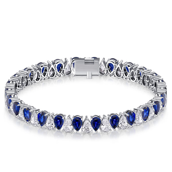 

Italo White & Blue Sapphire Pear Cut Tennis Bracelet For Women