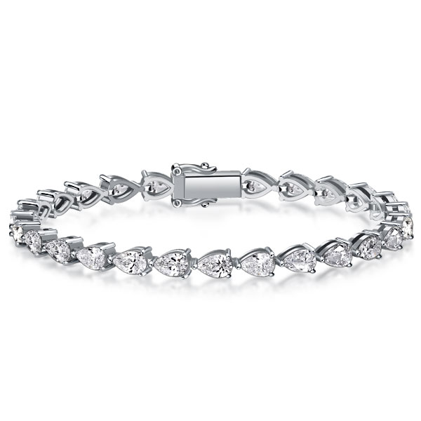 

Italo Pear Cut Tennis Bracelet In Sterling Silver, White