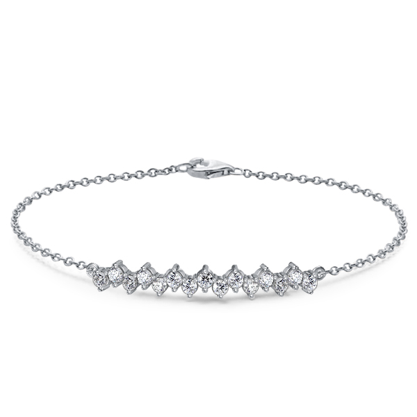 

Italo Round Cut Chain Bracelet In Sterling Silver (0.70 CT. TW.), White