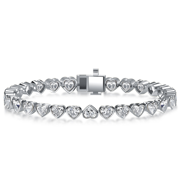 

Italo Bezel Heart Tennis Bracelet In Sterling Silver, White