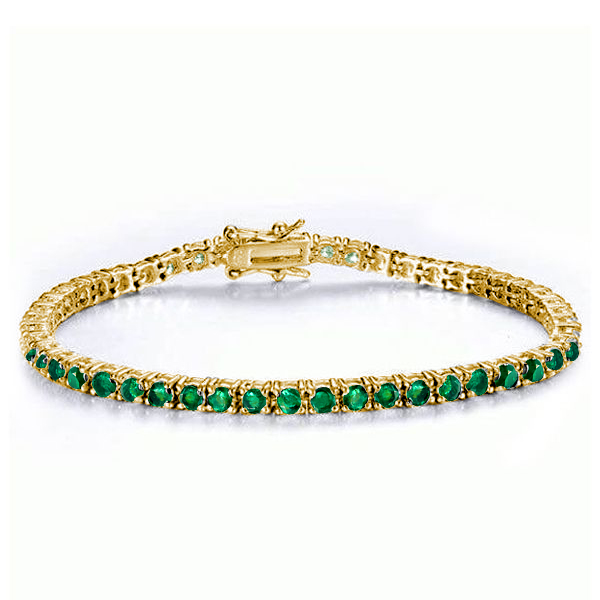 

Italo Golden Round Cut Emerald Tennis Bracelet For Women, White