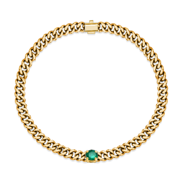 

Italo Golden Emerald Sapphire Solitaire Bracelet Link Bracelet, White