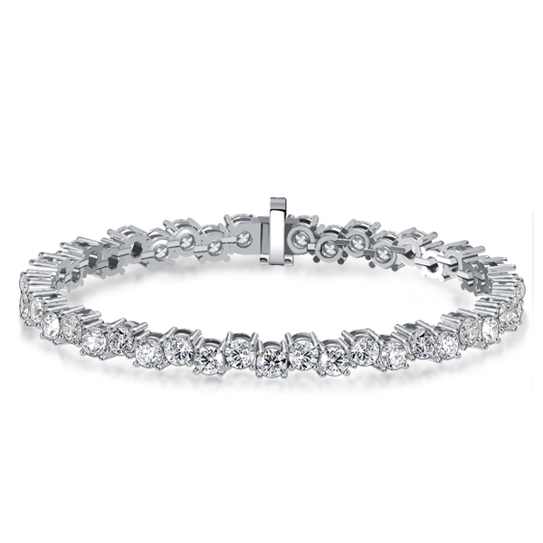 

Italo White Sapphire Offset Tennis Bracelet In Sterling Silver