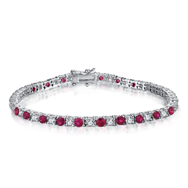 

Italo Round Cut White & Ruby Tennis Bracelet For Women