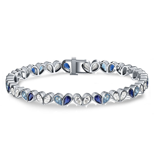 

Italo Pear Cut Blue Sapphire Tennis Bracelets For Wedding, White