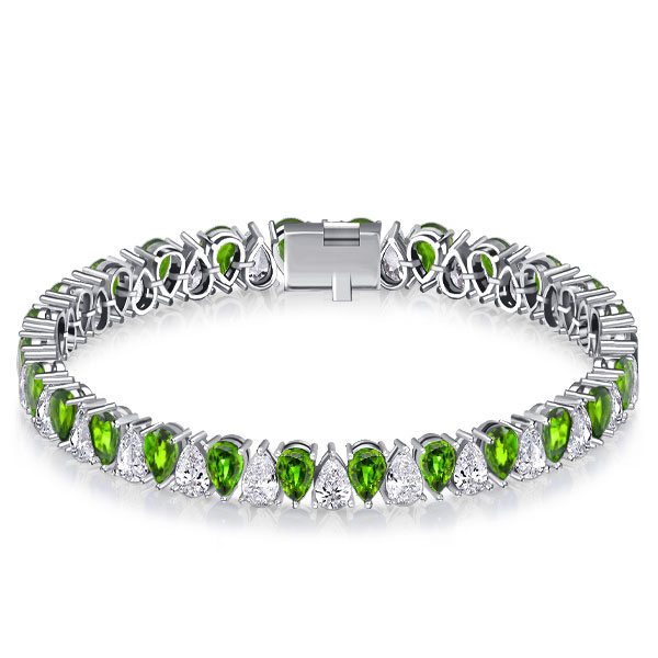 

Italo Pear Cut Peridot Tennis Bracelets For Wedding, White