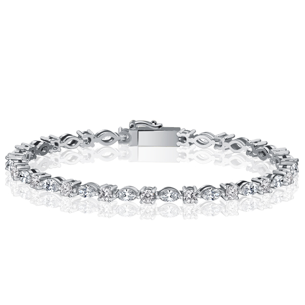 

Italo Marquise & Round Cut Tennis Bracelet For Wedding, White