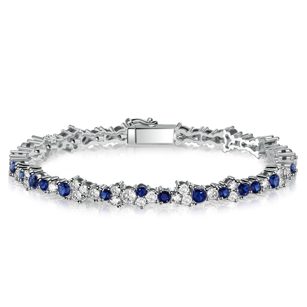 

Italo Blue Sapphire Tennis Bracelets For Wedding, White