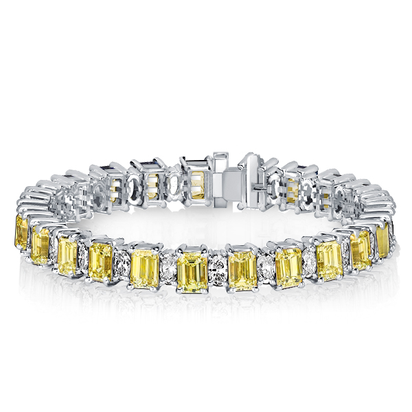 

Italo Emerald Cut Yellow Topaz & White Bracelets For Wedding