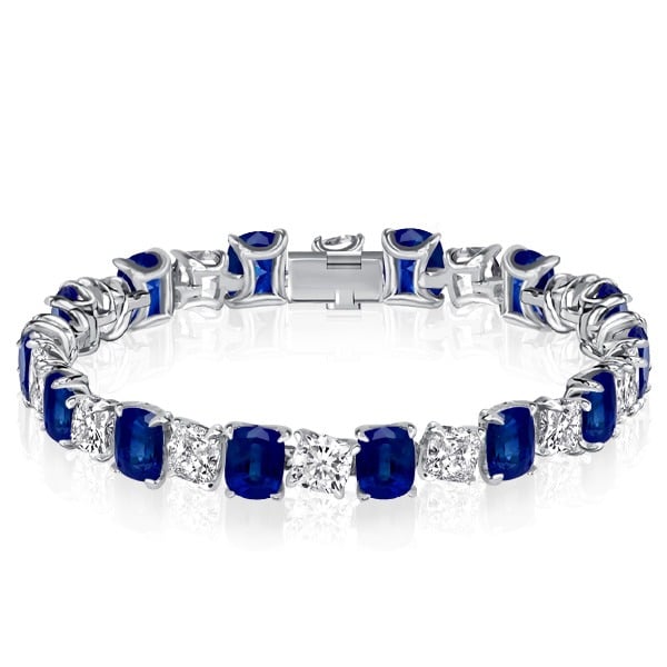 

Italo Blue & White Cushion Cut Tennis Bracelets For Wedding