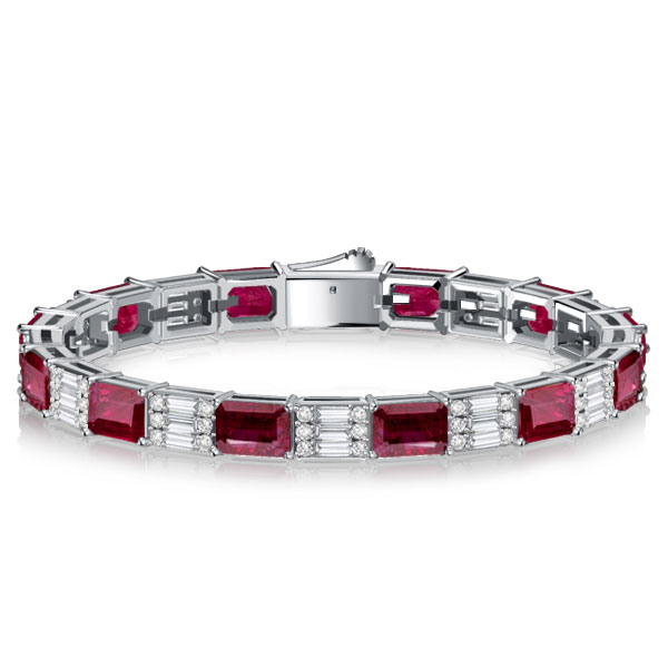 

Italo Emerald Cut Ruby Bracelets For Wedding Silver Bracelets, White