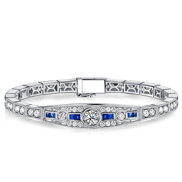 

Italo Art Deco Round Cut Vintage Bracelets For Wedding, White