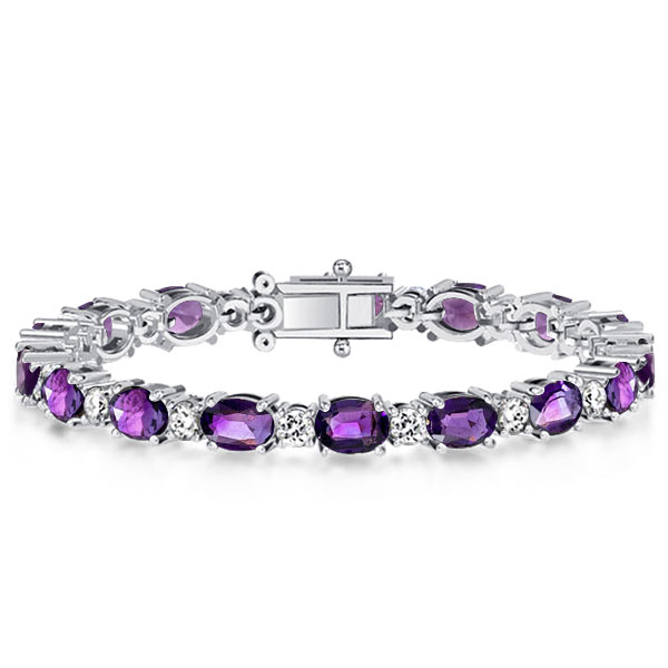 

Italo Round & Oval Cut Amethyst Bracelets For Wedding, White