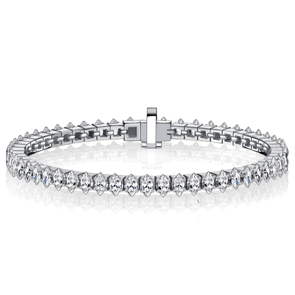 

Italo Marquise Cut Tennis Bracelet In Sterling Silver, White