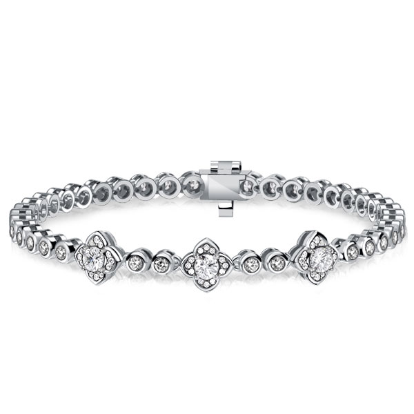 

Italo Floral Round Cut Bracelets For Wedding Silver Bracelet, White