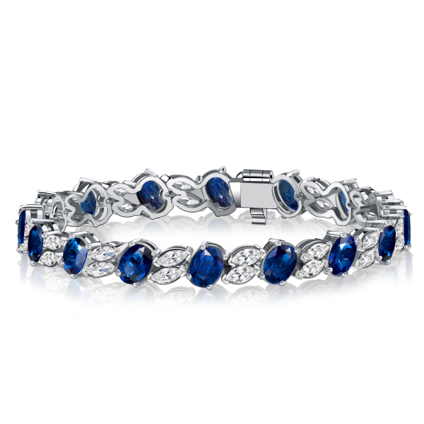 

Italo Blue Sapphire Oval & Marquise Cut Bracelets For Wedding, White