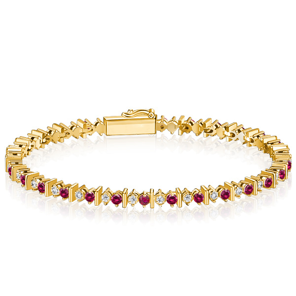 

Italo Golden Round Cut Silver Ruby Bracelet For Women, White