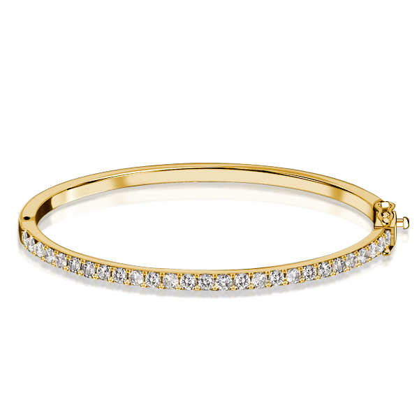 

Italo 3 mm Round Cut Bangle Bracelet For Women, White