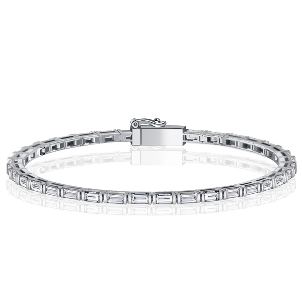 

Italo Baguette Tennis Bracelet Womens Dainty Bracelet Silver, White