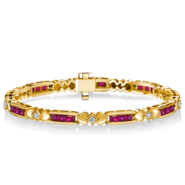 

Italo Princess Cut Ruby Sapphire Bracelet Silver Bracelet, White