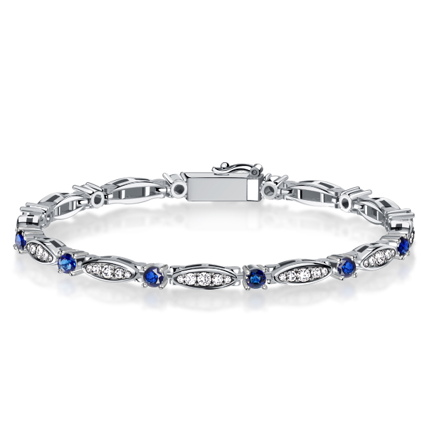 

Italo Sterling Silver Blue Sapphire Bracelet Dainty Bracelet, White