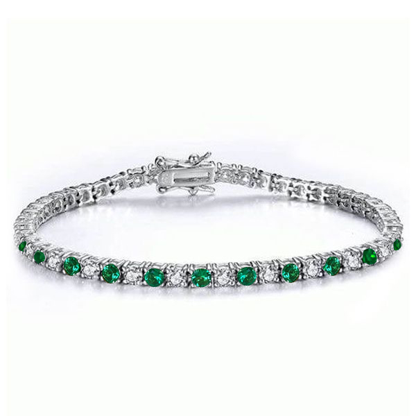 

Italo Emerald Sapphire Tennis Bracelet Womens Dainty Bracelet, White