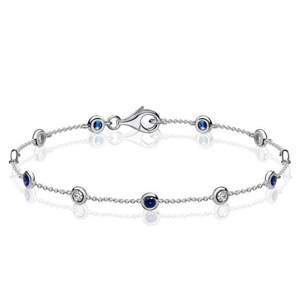 

Italo Bezel-set White & Blue Sapphire Bracelet Tennis Bracelets